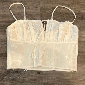 White Floral Embroidered Women's Top